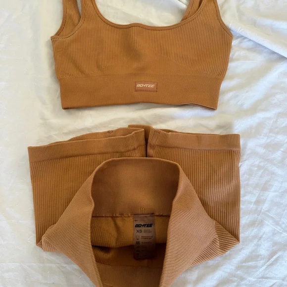 Bo+Tee Brown Ribbed Two-Piece Set - Picture 4 of 5
